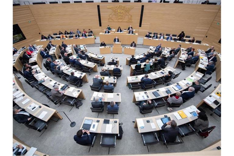 Abgeordnete sitzen während einer Landtagssitzung auf ihren Plätzen. Foto: Tom Weller/dpa/Archivbild