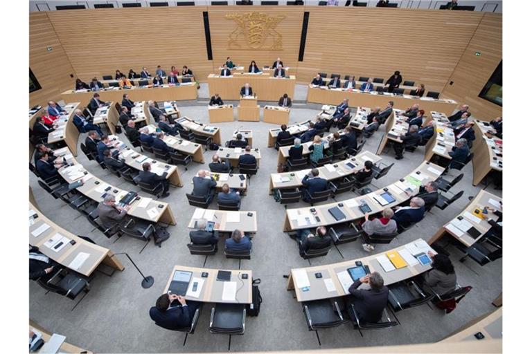 Abgeordnete sitzen während einer Sitzung auf ihren Plätzen. Foto: Tom Weller/dpa/Archivbild