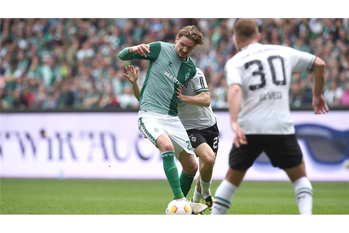 Auch zwei Tore von Nick Woltemade (l) reichten Werder gegen Gladbach nicht zum Sieg.