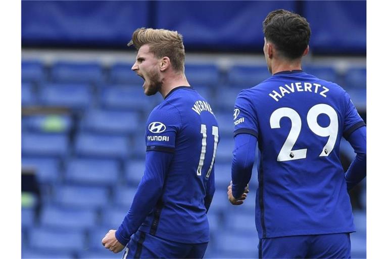 Auch zwei Tore von Timo Werner (l) und ein Havertz-Treffer reichten Chelsea gegen Southampton nicht zum Sieg. Foto: Ben Stansall/Pool AFP/AP/dpa