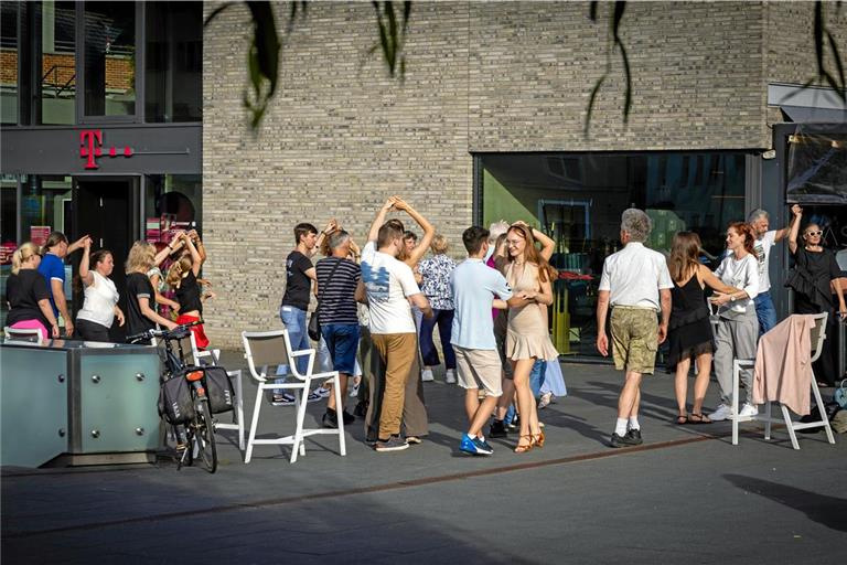 Auf der Bleichwiese in Backnang wurde Discofox geübt. Foto: Alexander Becher