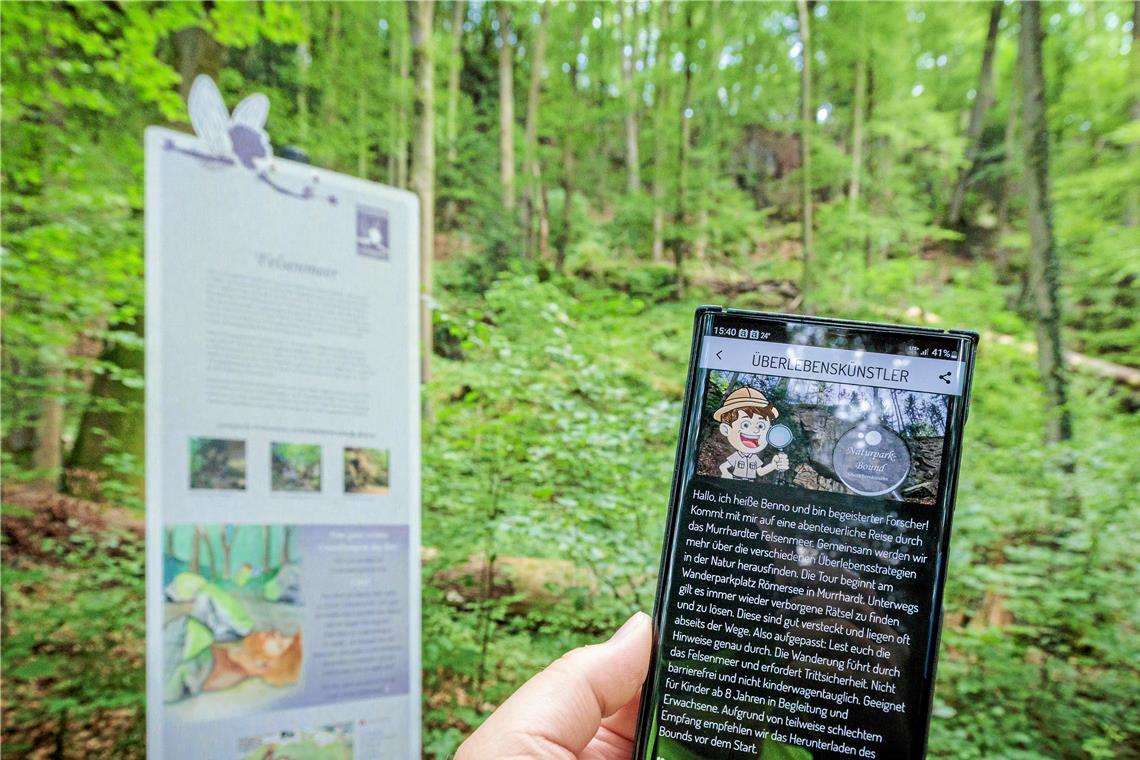 Bei der neuesten digitalen Rätseltour „Überlebenskünstler“ führt einen der junge Forscher Benno durchs Gelände. Fotos: Stefan Bossow