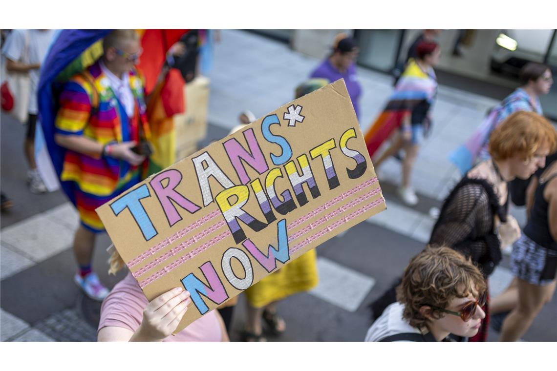 Bei der Transpride in Stuttgart machten sich Anfang September 400 Menschen für die Rechte von trans Personen stark.