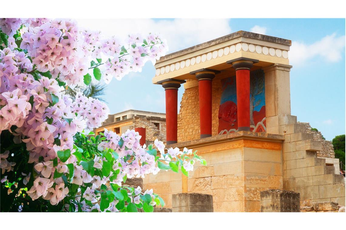 Bekannt ist Knossos vor allem durch den Palast, der neben den Anlagen  von Malia, Phaistos und Kato Zakros der größte minoische Palast auf Kreta ist