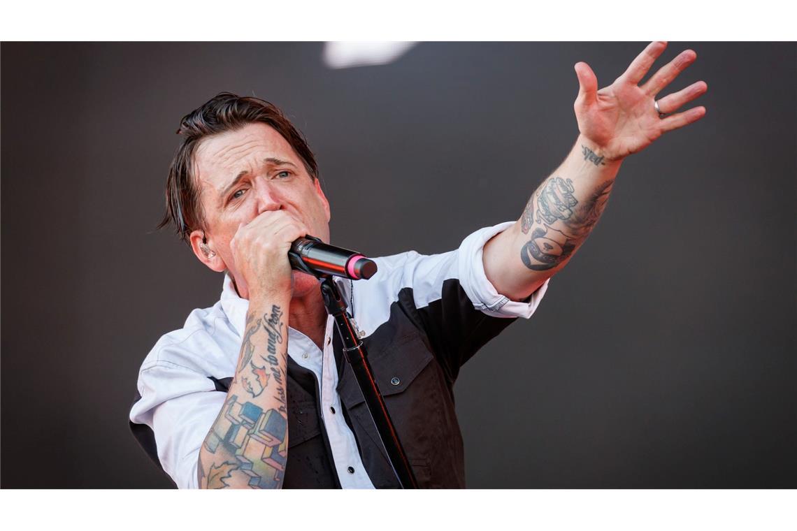 Benjamin Kowalewicz, Sänger der Band Billy Talent, beim Open-Air-Festival "Rock im Park".