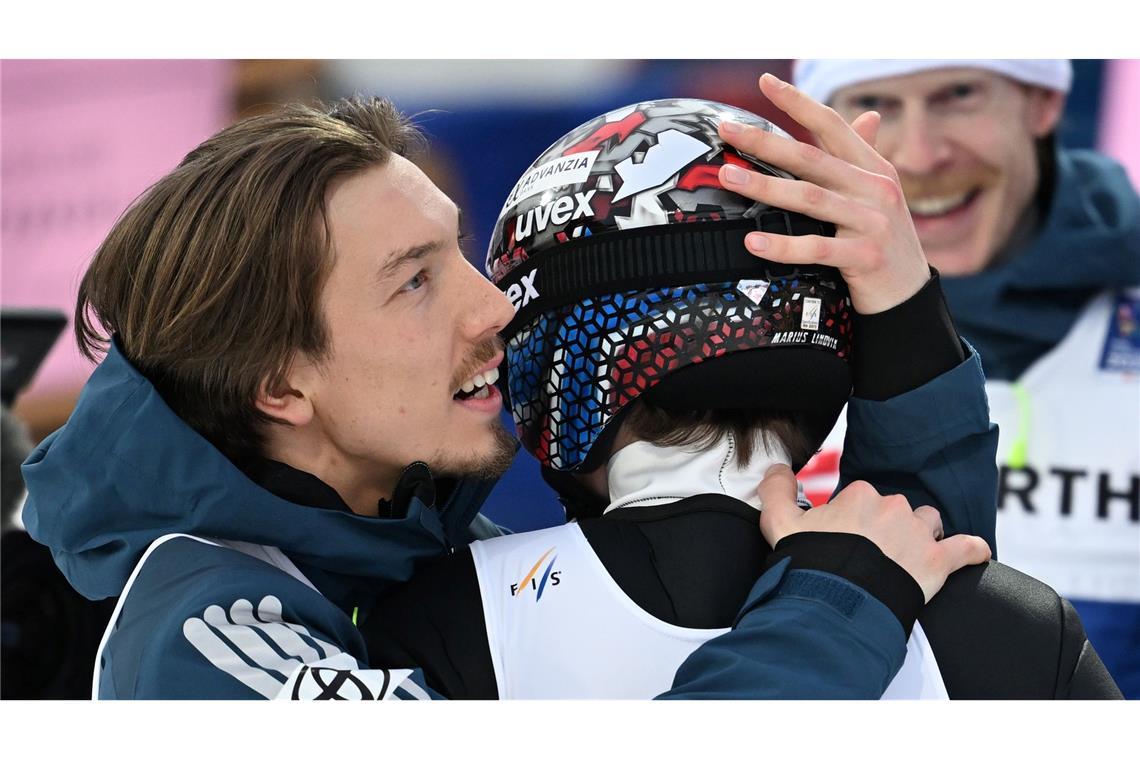 Bestreiten ihr Mitwissen: Johann André Forfang und Marius Lindvik (r).