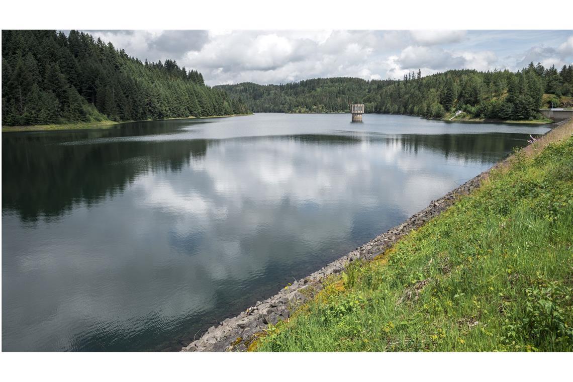 Blick auf die Mauthaustalsperre. Trinkwassertalsperre Mauthaus, auch Ködeltalsperre genannt, birgt das Trinkwasser für den oberfränkischen Raum. Für die Wasserversorgung werden jährlich etwa 12,6 Mio. Kubikmeter Rohwasser entnommen.