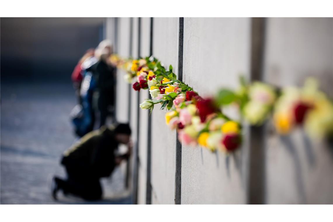 Blumen in der Hinterlandmauer – Berlin erinnert an 35 Jahre Mauerfall