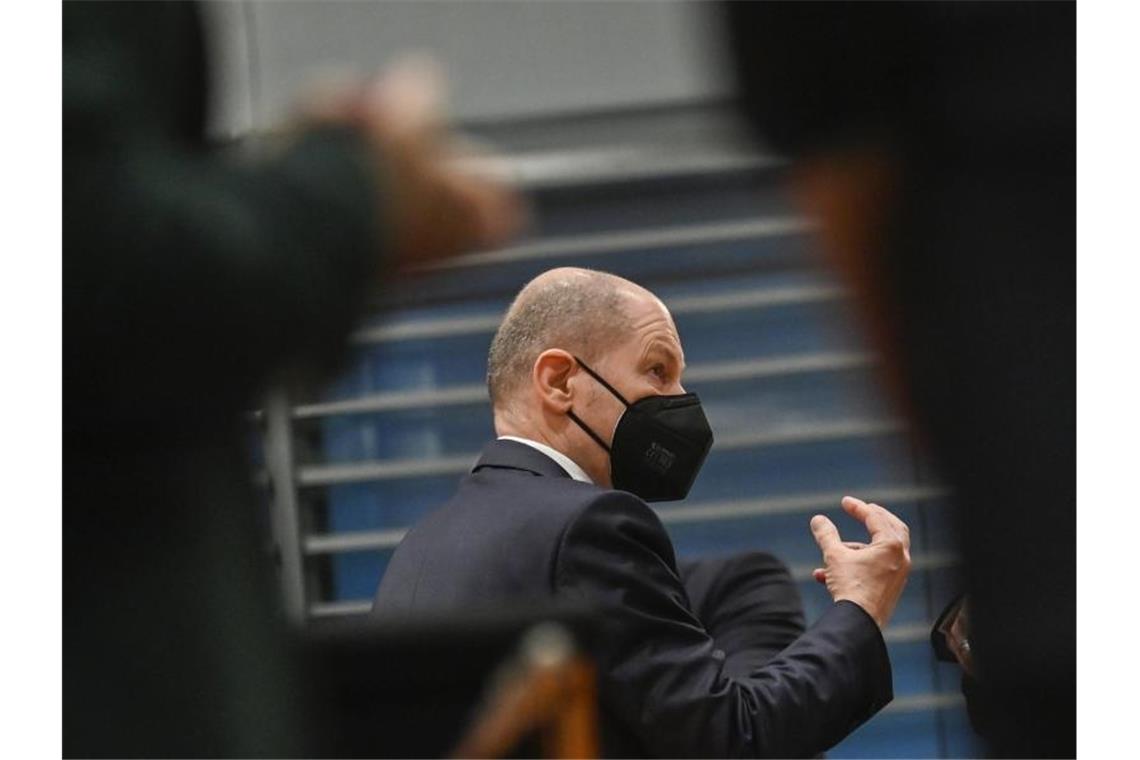 Kritik an Manöver von Belarus und Russland Bundeskanzler Olaf Scholz bei der wöchentlichen Kabinettssitzung im Kanzleramt. Foto: John Macdougall/AFP POOL/dpa