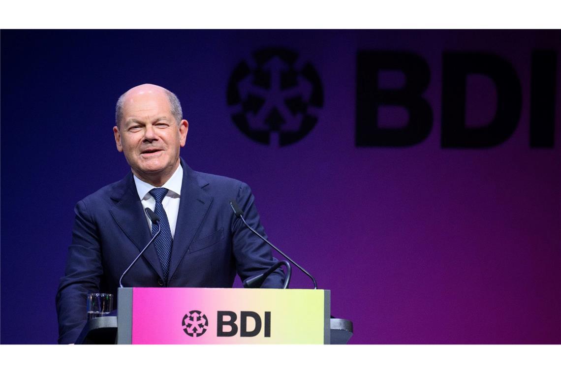 Bundeskanzler Olaf Scholz (SPD) spricht beim Tag der deutschen Industrie 2024 des Bundesverbandes der Deutschen Industrie (BDI).