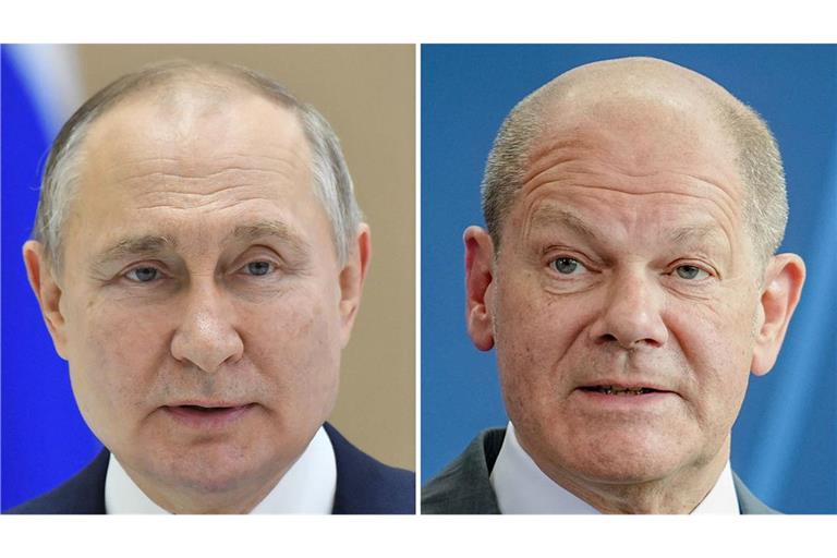 Bundeskanzler Scholz hat bei seinem Telefonat  Wladimir Putin aufgefordert, seine Truppen in der Ukraine abzuziehen. (Archivbilder)