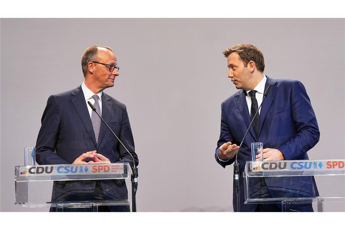 Steuererhöhungen als schwarz-rote Krisenoption CDU-Chef Merz und SPD-Chef Klingbeil schließen Steuererhöhungen nicht für immer aus. (Archivbild)