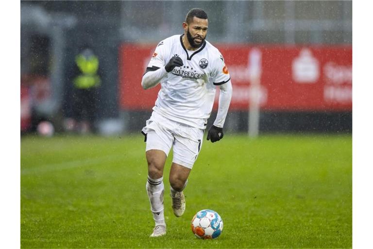 Cebio Soukou, Offensivspieler beim SV Sandhausen. Foto: Tom Weller/dpa/Archivbild