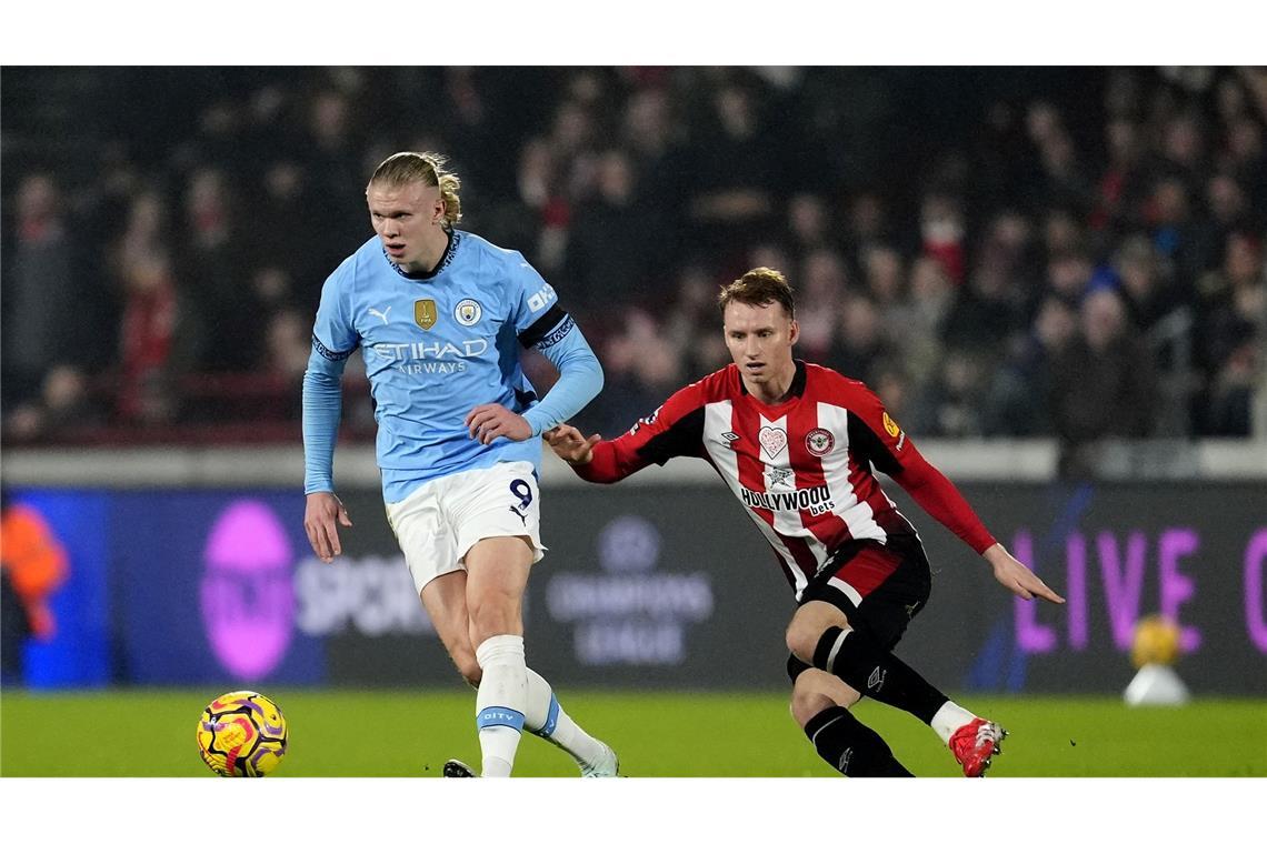 City-Superstar Erling Haaland blieb beim 2:2 in Brentford ohne Treffer.