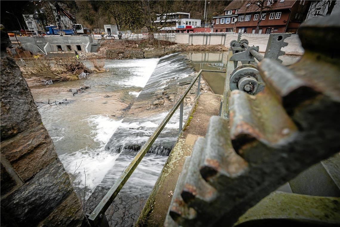 Als Nächstes soll die raue Rampe kommen Das Biegelwehr stellt ein Hindernis für Fische dar, die zum Laichen flussaufwärts schwimmen wollen. Foto: A. Becher