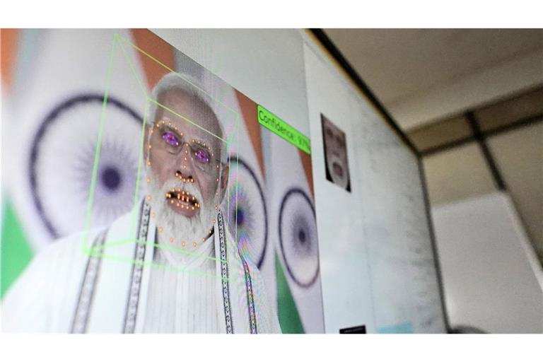 Das Gesicht von Premierminister Modi wird analysiert, um einen Avatar von ihm zu erstellen.