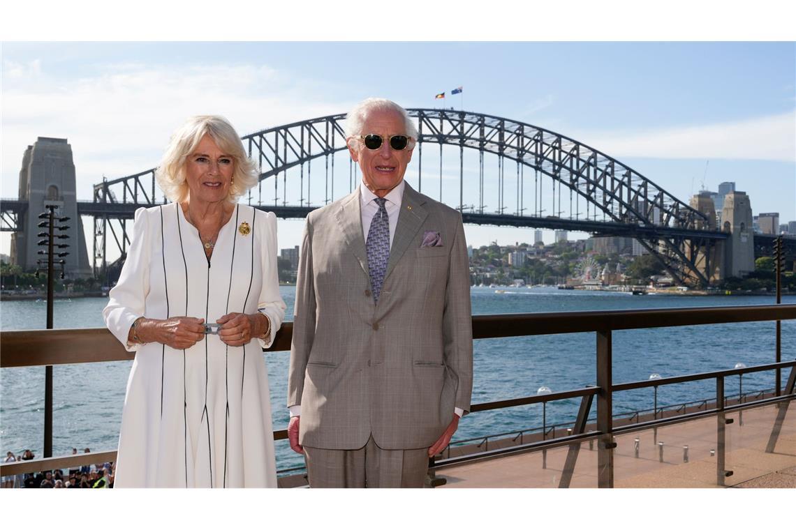 Das Königspaar genoss den Blick auf die Harbour Bridge bei herrlichstem Wetter.