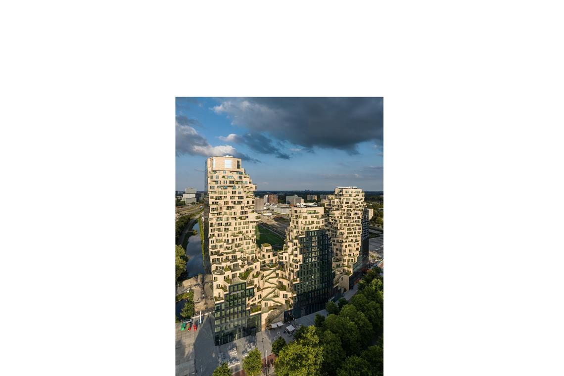 Das Rotterdamer Büro MVRDV hat noch einen Finalisten entworfen und zwar im Heimatland Niederlande – das 100 Meter hohe Valley in Amsterdamm ein Wohn- und Geschäftshaus mit rund 200 Wohnungen.