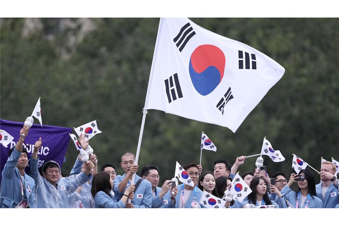 Das Team aus Südkorea bei der Eröffnung der Olympischen Spiele am Freitagabend.