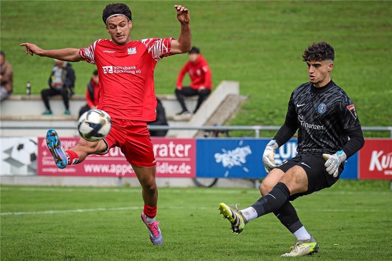 Das Tor von Shaban Veselaj (links) hat der TSG nicht zum Punktgewinn gereicht. Archivfoto: Alexander Becher