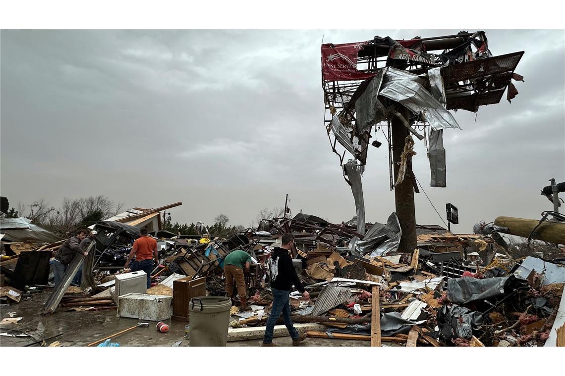 Das Unwetter hat unter anderem im US-Bundesstaat Arkansas große Schäden angerichtet.