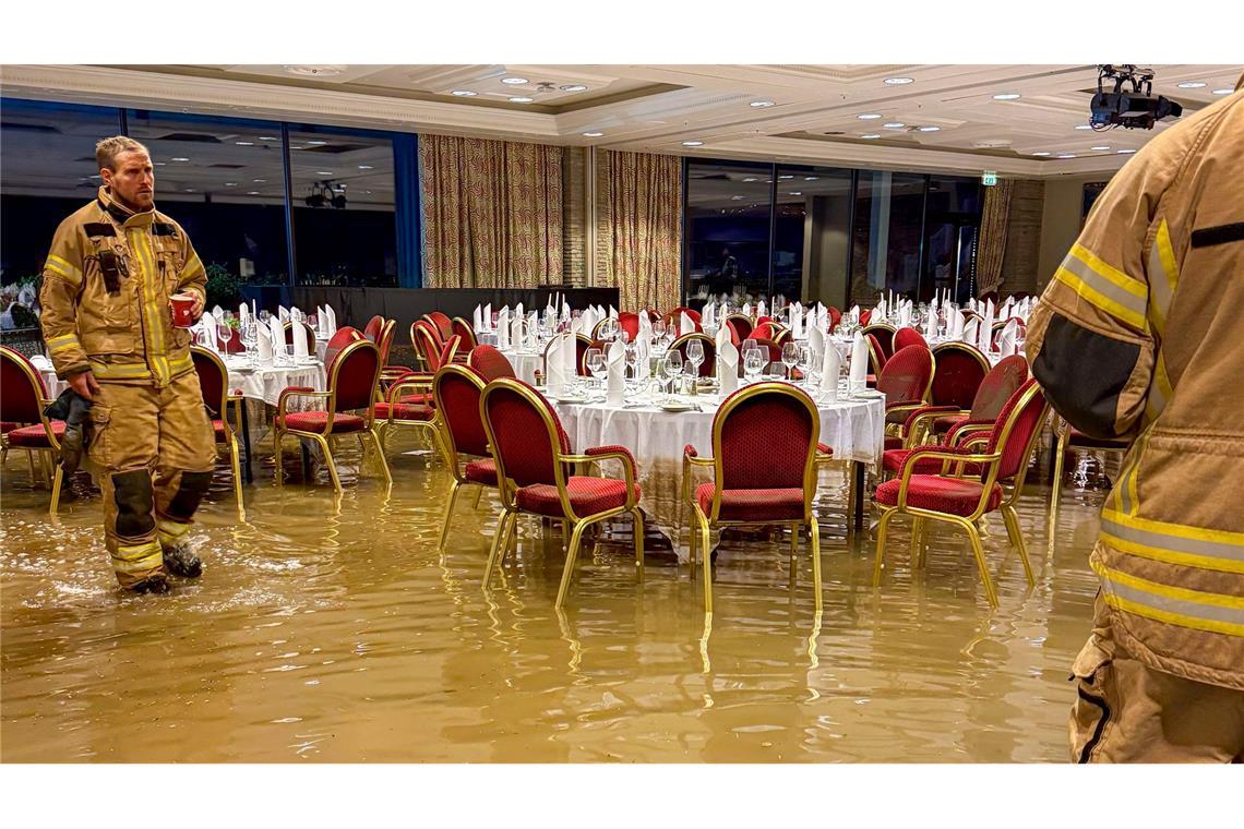 Das Unwetter "Jakob" führte in Norwegen zu Überschwemmungen - wie hier in einem Hotelsaal.