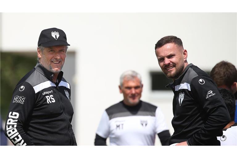 Der bisherige Co-Trainer  Kushtrim Lushtaku (re.) übernimmt beim SGV Freiberg das Amt des Chefcoachs für Roland Seitz (zum FC 08 Homburg).    
Foto: Alexander Keppler