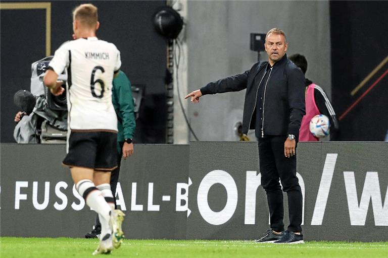 Der Bundestrainer und sein verlängerter Arm auf dem Platz: Was ist für die Elf um Hansi Flick und Joshua Kimmich bei der WM drin? Foto: Imago