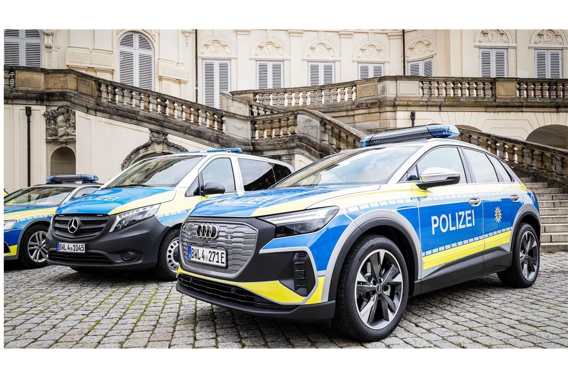 Der eletrische Audi Q4 e-tron als neues Einsatzfahrzeug der Landespolizei wurde im Juli präsentiert und fährt nun ab sofort im Stadtverkehr. (Archivbild)