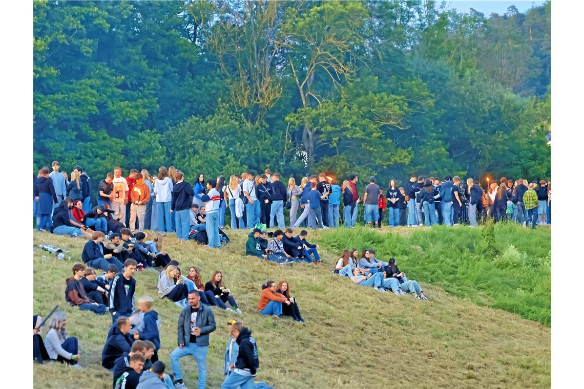 Der Fackelzug geht dem Sonnwendfeuer voraus. Foto: Janina Greco