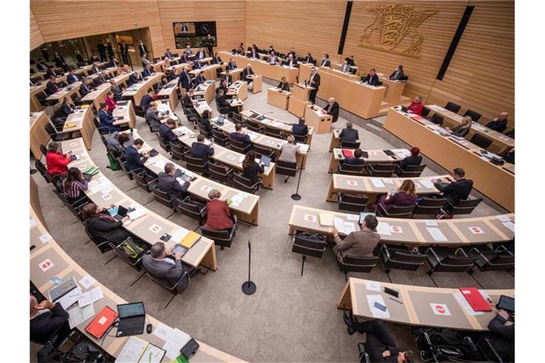 Der Landtag von Baden-Württemberg bei einer Sitzung im Plenarsaal. Foto: Christoph Schmidt/dpa/Archiv