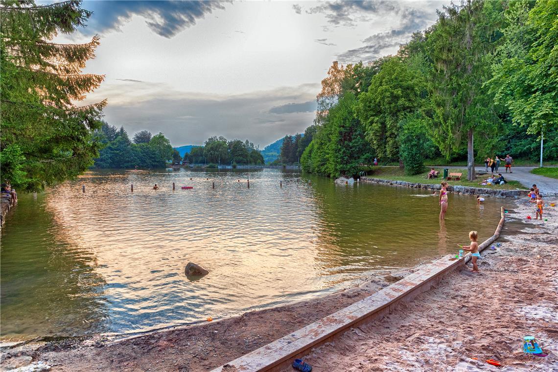 Der Waldsee bei Fornsbach lädt zum Bootfahren ein.