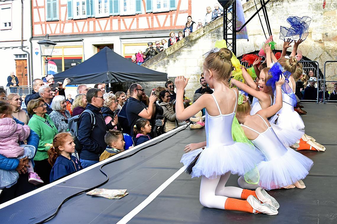 Die Ballettschule mit den Gänsekindern auf der Showbühne.