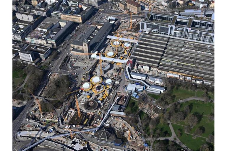 Die Baustelle des milliardenschweren Bahnprojekts Stuttgart 21 am Hauptbahnhof. Foto: Uli Deck/dpa/Archivbild