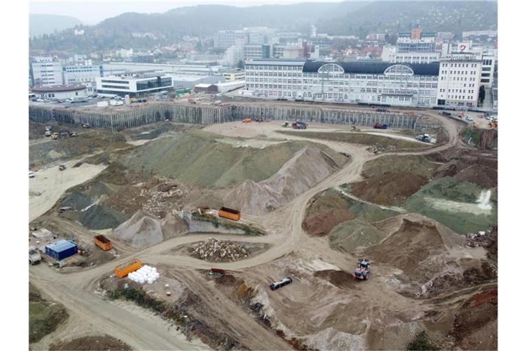 Die Baustelle des zukünftigen Zeiss Hightech-Standorts in Jena. Foto: Bodo Schackow/dpa-Zentralbild/dpa