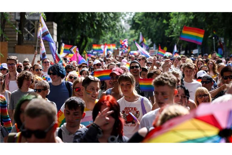 Die bisher alljährlichen Pride-Paraden, bei der für die Anerkennung nicht heterosexueller Lebensformen demonstriert wird, dürften in Ungarn bald der Vergangenheit angehören. Die rechtspopulistische Regierung will sie verbieten. (Archivbild)