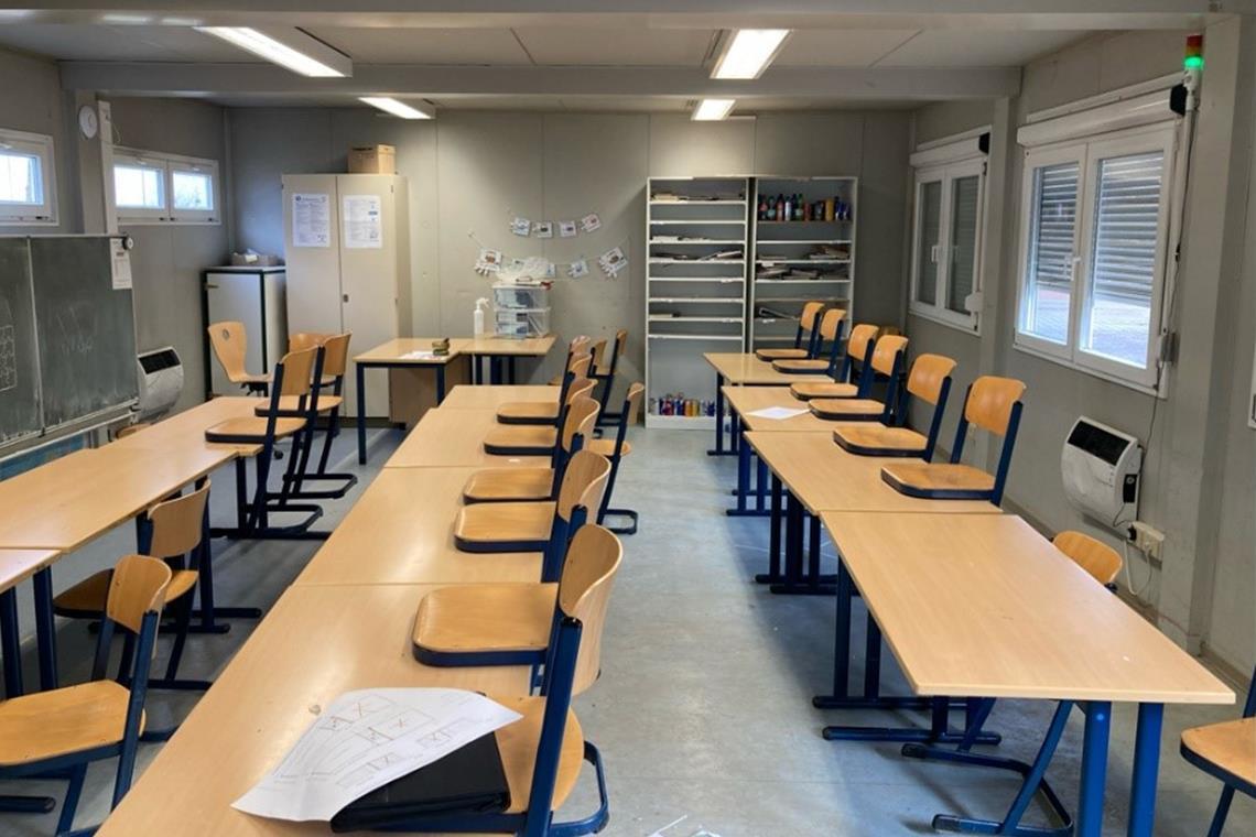 Die Container wurden in Bönnigheim als Klassenzimmer genutzt. Fotos: Gemeinde Aspach