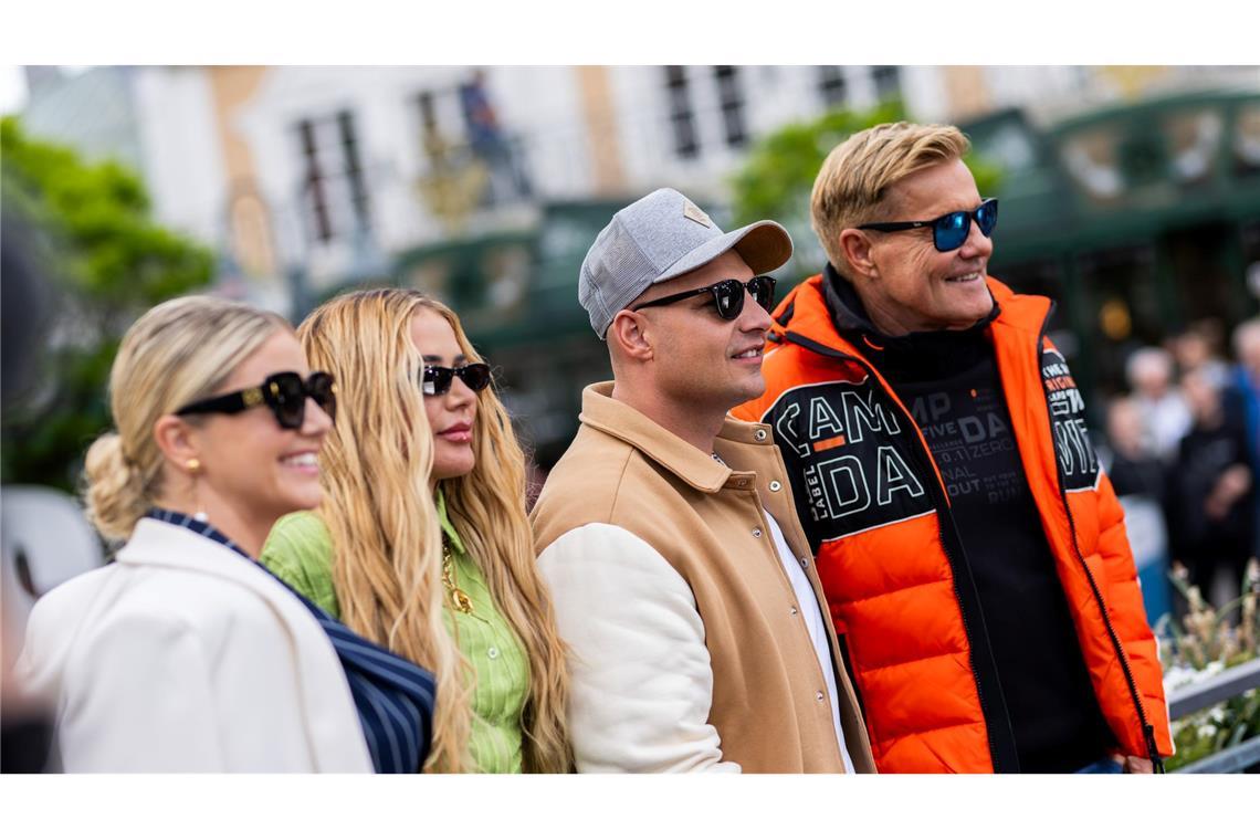 Die DSDS-Juroren Beatrice Egli, Loredana, Pietro Lombardi und Dieter Bohlen am Rande des Castings im Europa-Park.