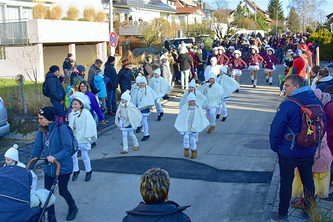 Die Garden des Faschingsverein Burgstetten tanzen durch die Straßen: Faschingsum...