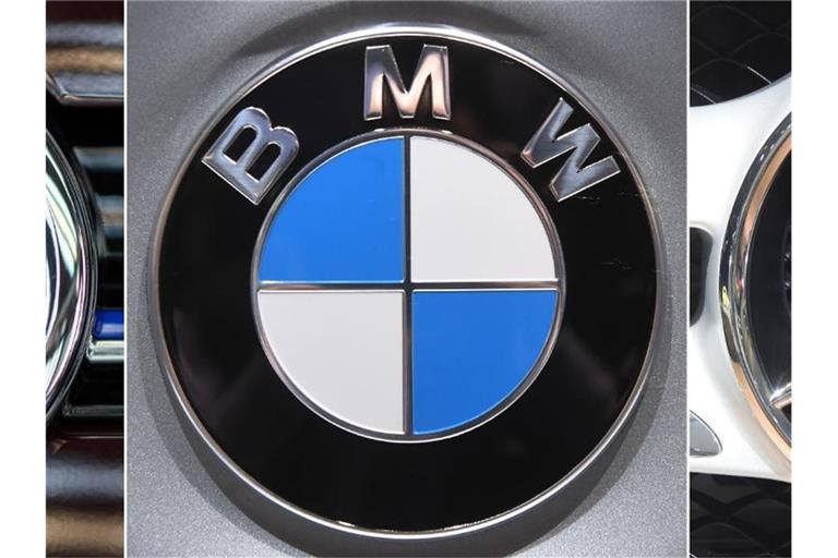 Die Logos der Automobilhersteller VW (l-r), BMW und Mercedes Benz (Kombo). Foto: Monika Skolimowska/Uli Deck/ZB/dpa/dpa/Symbolbild