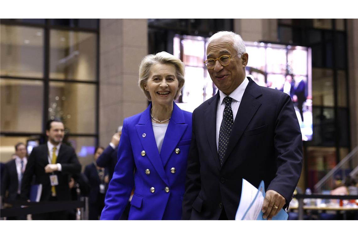 Die Präsidentin der Europäischen Kommission, Ursula von der Leyen, und der Präsident des Europäischen Rates, António Costa