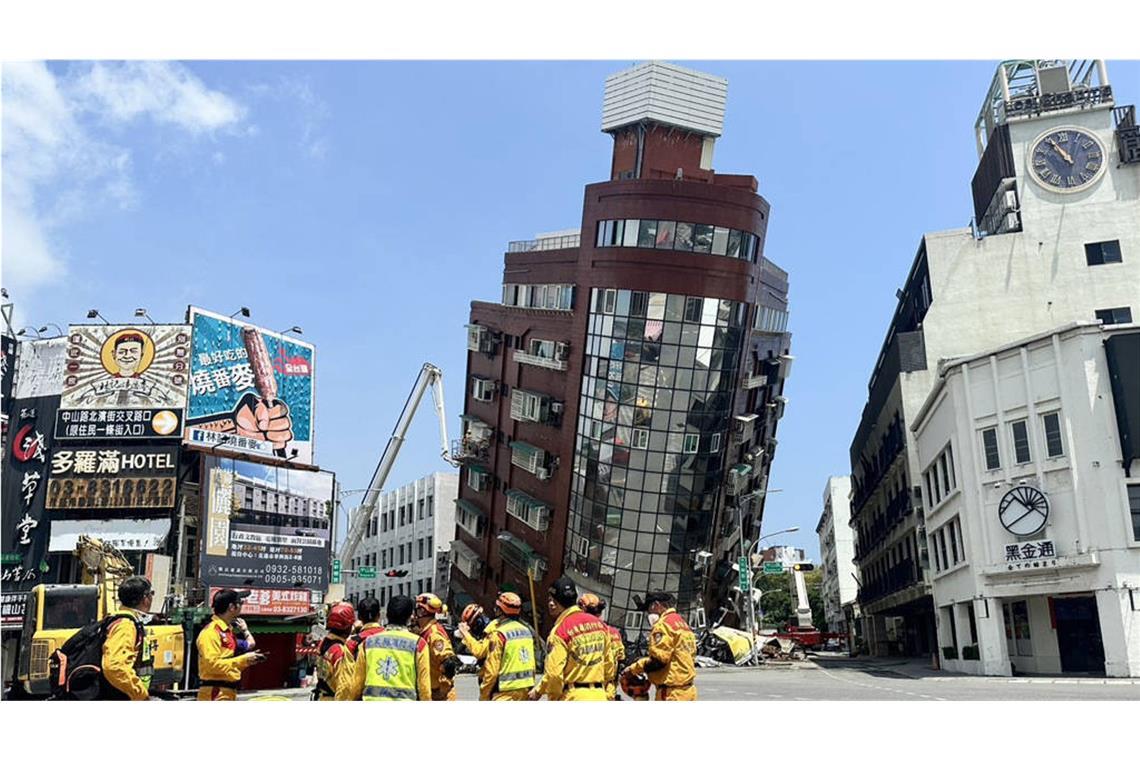 Die Schäden nach dem Erdbeben sind im taiwanesischen Hualien unübersehbar.