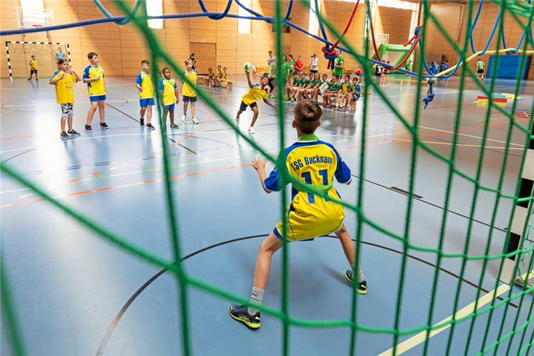 Die Schüler haben beim Spieltag der Grundschulliga in Aspach ihren Spaß. Foto: Alexander Becher