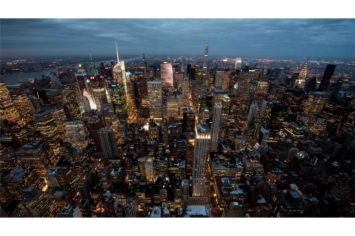 Die Skyline von Manhattan mit ihren vielen Bürotürmen. Ein ungewöhnlich starkes Erdbeben und mehrere Nachbeben hatten erschüttert.