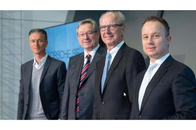 Die Vorstände der Porsche SE (von links): Lutz Meschke, Manfred Döss, Vorsitzender Hans Dieter Pötsch und Johannes Lattwein.