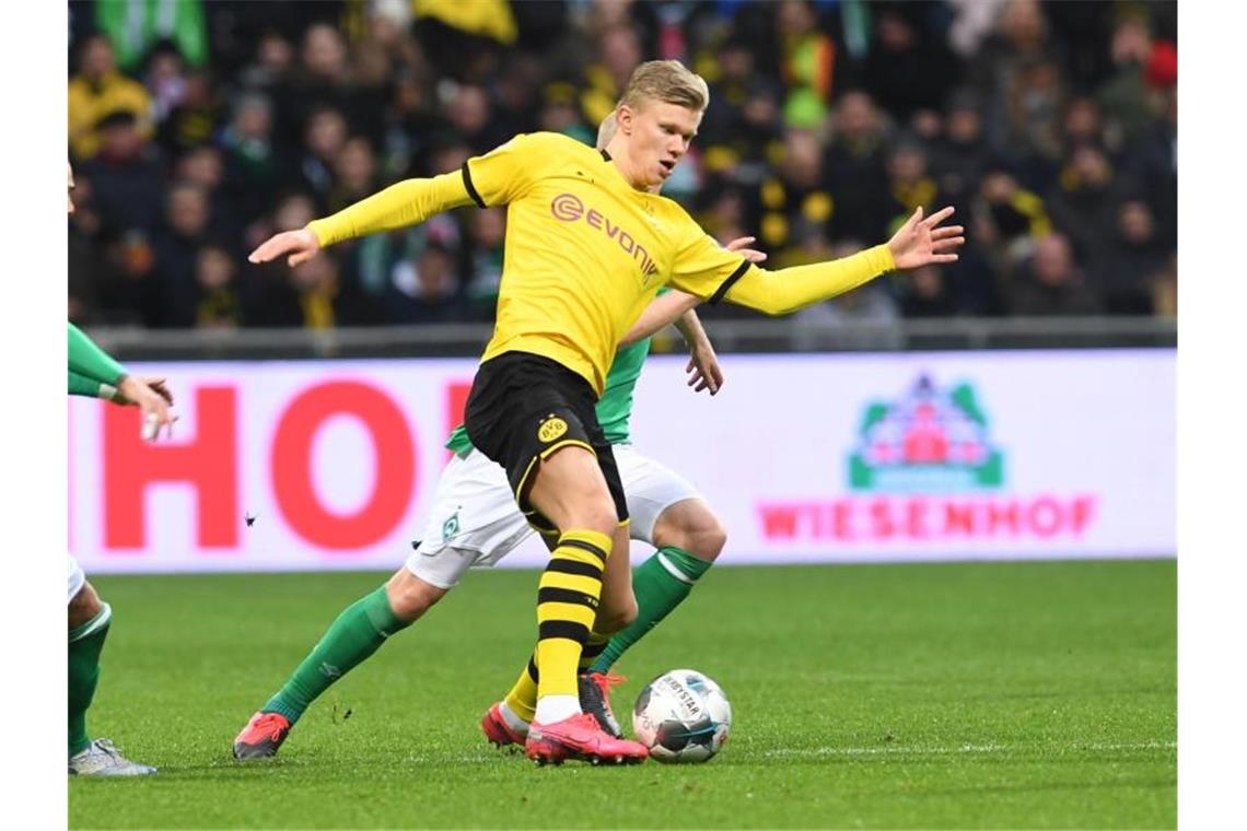 BVB beginnt gegen Freiburg ohne Torjäger Haaland Dortmunds Erling Haaland am Ball. Foto: Carmen Jaspersen/dpa/Archiv