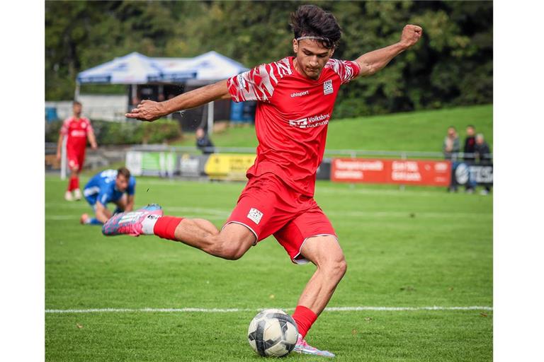 Ehrgeizig und zielstrebig: Shaban Veselaj. Vor allem im WFV-Pokal hat der Stürmer für die TSG zuverlässig getroffen. Foto: Alexander Becher