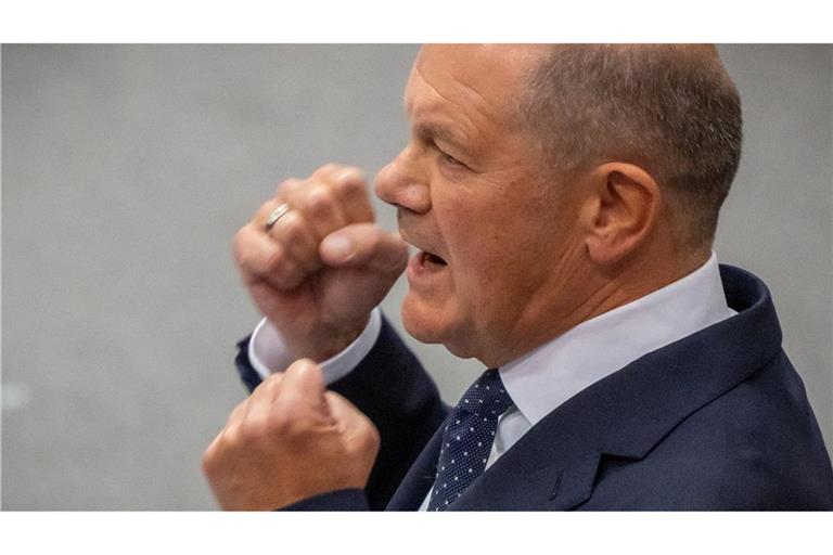 Ein kämpferischer Auftritt im Bundestag: Bundeskanzler Olaf Scholz in der Generaldebatte