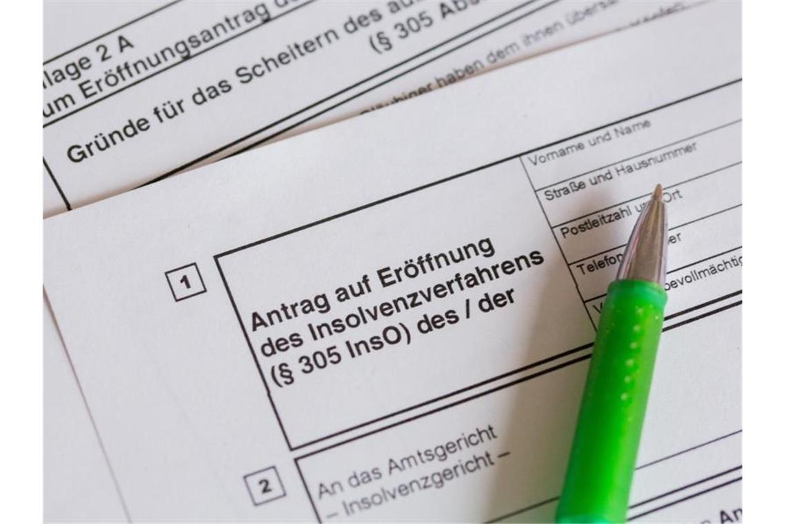 Deutlich mehr Privatpleiten im vorigen Jahr Ein Kugelschreiber liegt auf einem Antrag zur Eröffnung eines Insolvenzverfahrens. Foto: Fernando Gutierrez-Juarez/dpa-Zentralbild/dpa