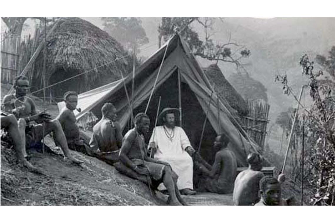 Ein Schwarz-Weiß-Foto aus der belgischen Kolonialzeit im Kongo